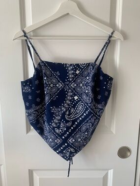 Navy Bandana Print Handkerchief Crop Cami